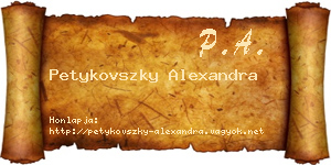 Petykovszky Alexandra névjegykártya